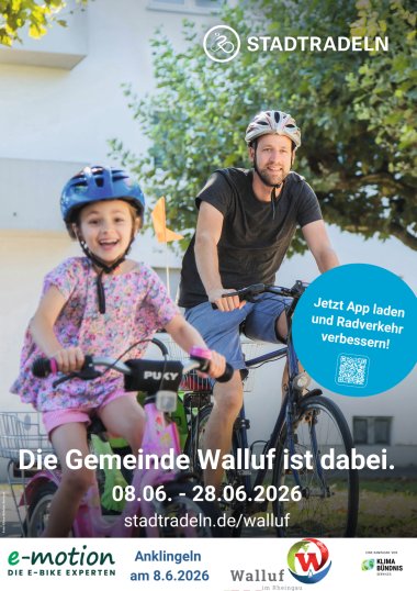 Die Gemeinde Walluf ist dabei. 08.06. - 28.06.2026 stadtradeln.de/walluf - 1